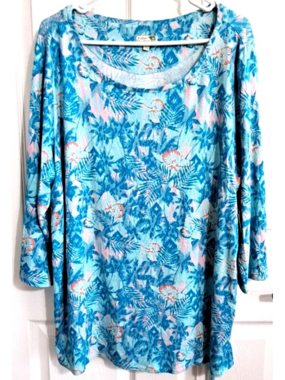 Palm Harbour Woman 2X Multicolor Long Sleeve Side Gathered Top New w/Tags